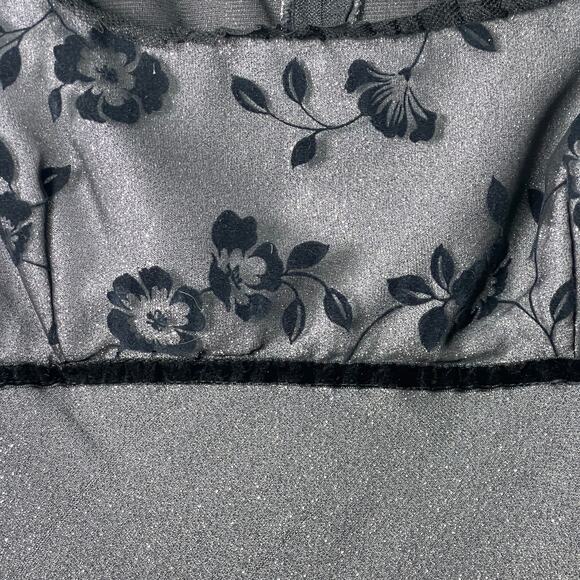 Vintage 90s Y2K De Laru Black Shimmer Cocktail Dress Size 12 Sheer Overlay Lace - Picture 6 of 11